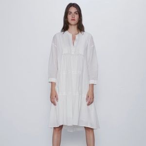 ZARA Embroidered Voluminous Dress - EUC - Size M